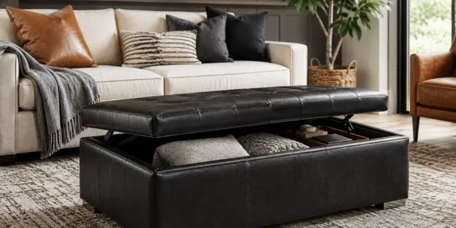 Leather Storage Ottoman